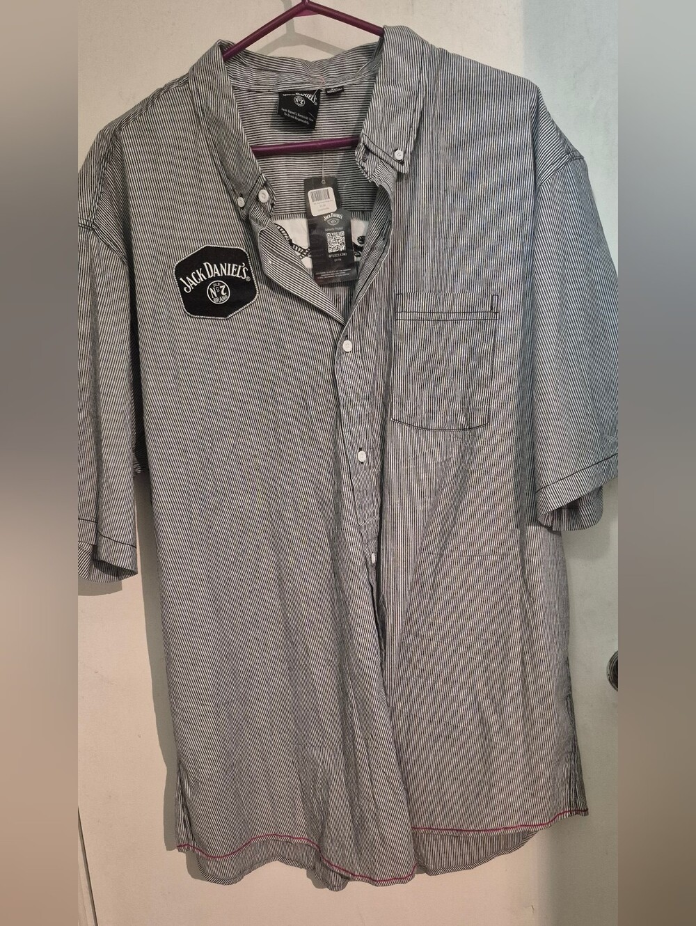 Jack Daniels Men's Gray Pinstripe Button-Up Shirt Sz.3XL NWT